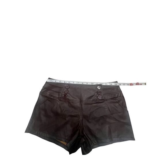 Women's Casual Faux Leather Shorts  Brown Sz L NWT - Picture 4 of 7